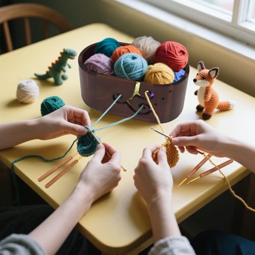 Image of Wooden Yarn Bowls For Crocheting, Large Size Handmade Storage Crochet Yarn Holder For Crocheting And Knitting Lovers (brown)