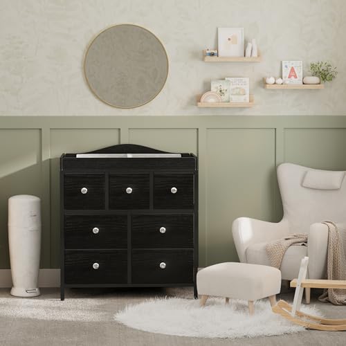 Image of BOLUO Changing Table Dresser with Storage, Baby Dresser with Changing Table Top Diaper Changing Station with 7 Fabric Drawers for Nursery Modern