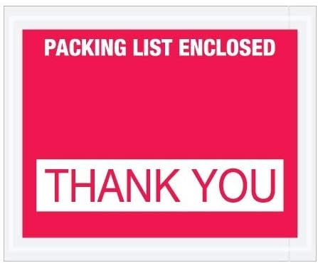 TapePlanet Special Use Packing Envelopes (4 1/2" x 5 1/2" Full Face, Red "Packing List Enclosed - Thank You" Envelopes)