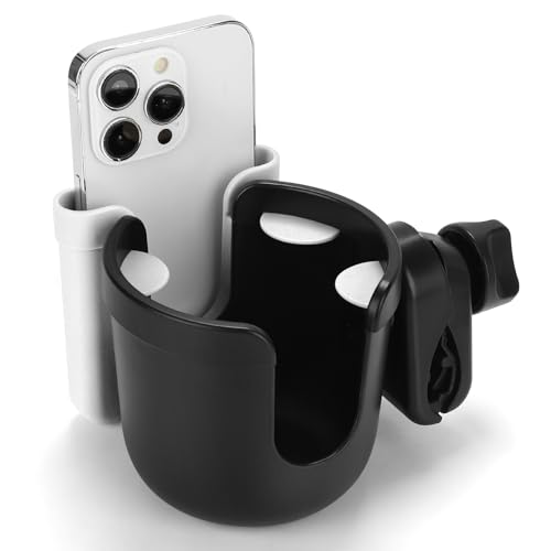 Image of Accmor 2-in-1 Wheelchair Cup Holder, Walker Cup Holder with Phone Holder, Universal Drinks Holder for Stroller, Rollator, Scooter, Walker, Wheelchair Accessory