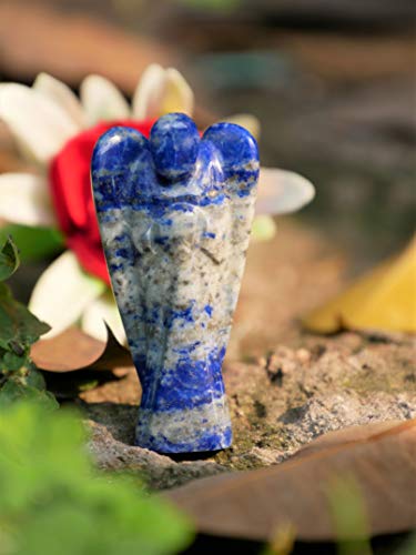 Lapis Lazuli Gemstone Pocket Angel Healing Figurine, Hand Carved Guardian Angel - Crystals For Positive Energy, Handmade Mini Statue For Love, Peace & Healing, Natural Gemstone Healing Figurine #TOP4