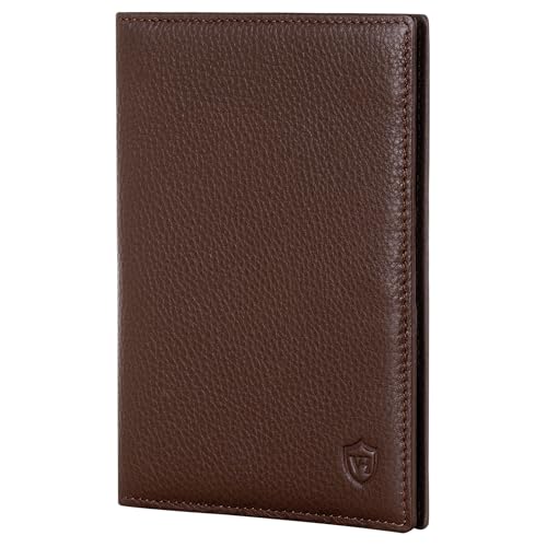 VON HEESEN® Reisepasshülle Leder Etui mit RFID-Schutz - Passhülle Passport Reisepass Mappe Hülle Organizer - Reiseorganizer für Damen & Herren (Braun)