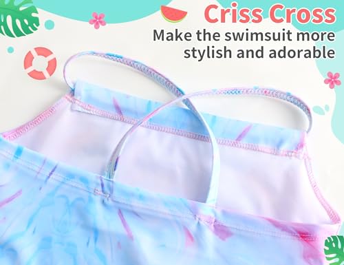 Image of TENVDA Girls Swimsuit Summer Beach Sport Halter Bathing Suits One Piece Swimwear for 2-12 Years Old Kids