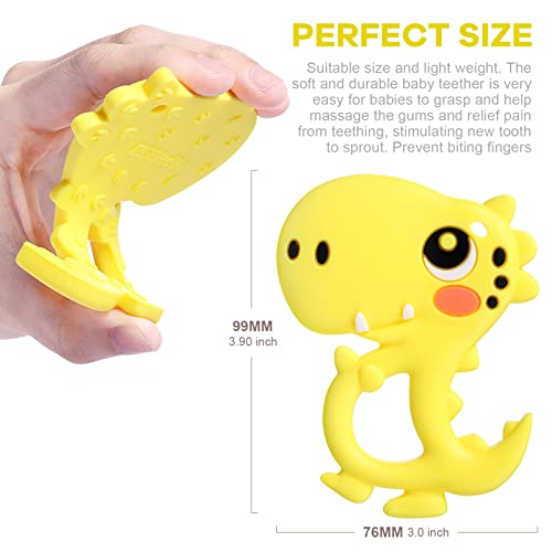 Bbbiteme Baby Teething Toys Silicone Dinosaur Baby Teethers For Babies 0-6, 6-12 Months, Bpa-Free Teether Gifts Baby Shower Toy For Toddlers And Infants(Yellow) #TOP3