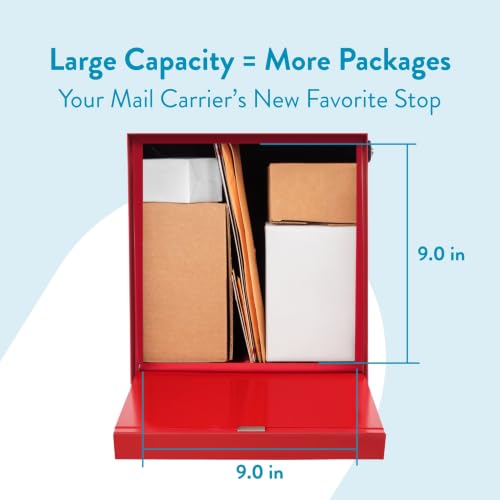 Image of Architectural Mailboxes MailMax Post Mount Mailbox, Red, Large | Modern galvanized steel and aluminum build with rust-resistant powder-coat finish and a magnetic door closure. USPS approved.
