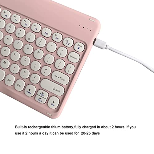 Ultra Slim Retro Bluetooth Keyboard For Ipad,Ipad Mini,Ipad Air Ipad Pro,Iphone,Windows Android Tablet Smartphone Compact Portable Rechargeable Wireless Keyboard(Pink) #TOP4
