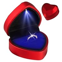 Scatola Anelli con Luce a LED Rossa, Scatola per Anello con Luce, Scatolina Regalo Fidanzamento, Scatolina per Anello illuminazione Rosso per Matrimonio Proposta Romantica Scatolina con Led per Anello