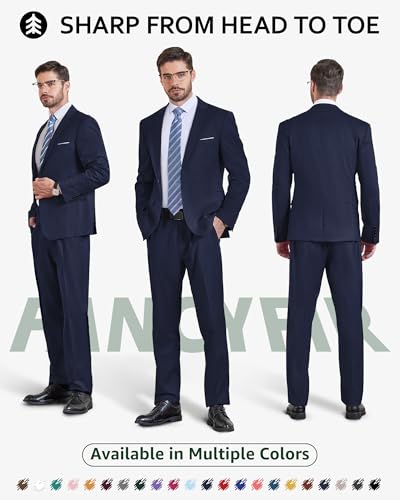 Men's 2 Pieces Slim Fit Suit Set, One Button Solid Jacket Pants for Party, Business, Wedding, Homecoming2