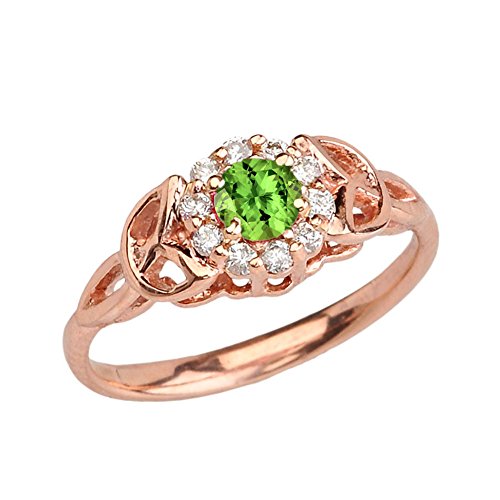 Precious 10k Rose Gold Diamond and Peridot Engagement/Proposal Ring