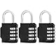 3 Stück Zahlenschloss Vorhängeschloss 4 Stellig Zahlencode Schloss für Schule, Gym Locker, Garage, Gatter, Hasp Cabinet, Storage (3, Schwarz)