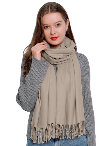 DonDon Schal Damen Winter Wollschal Winterschal warm weich 185 x 65 cm beige