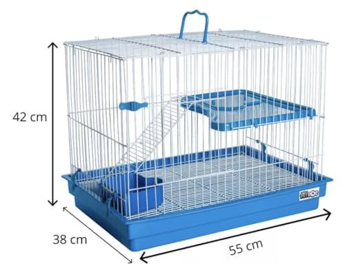 Gaiola para Coelho, Chinchila e Porquinho da Índia, 2 Andares, Tamanho Grande (AZUL)