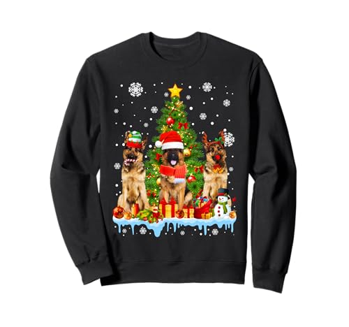 Funny German Shepherd Dog Christmas Tree Women Men Kids Sweatshirt