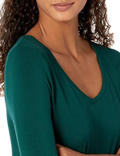 Amazon Essentials T-Shirt Swing Con Maniche A 3/4 E Scollo A V (Taglie Forti Disponibili) Donna, Pacco Da 2, Blu Marino/Verde Giada, Xl - 4