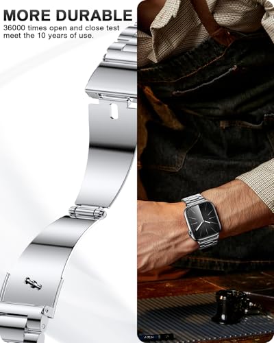 Image of EPULY Metal Band Compatible with Apple Watch Bands for Men 49mm 46mm 45mm 44mm 42mm, Business Stainless Steel Strap for iWatch Series 11 10 9 8 7 6 5 4 3 2 1, SE3 2 1, Ultra3 2 1, No Tools Required