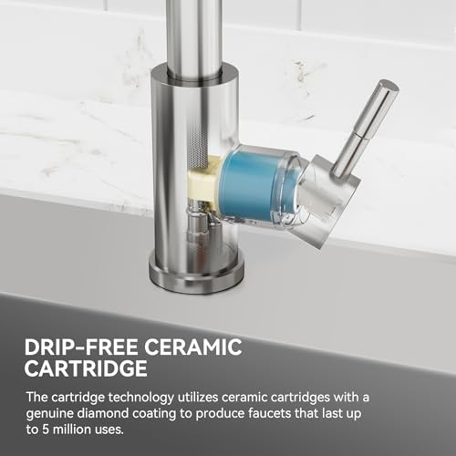 Wasserhahn Küche, Küchenarmatur mit Brause Ausziehbar, Armatur Küche Edelstahl 4 Modus Spültischarmatur Ausziehbar 360° Drehbar, Hochdruck Einhand-Spültischbatterie Mischbatterie Küche