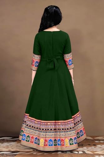 Image of Cotton Silk Long Anarkali Kurta for Girls