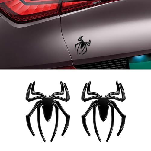 Zufoty 2PCS 3D Spider Emblems Badges Sticker, Metal Chrome Auto Badges, Cool Spider Logo Car Body Sticker, Universal Car Decoration Automotive Decals for Scratch Cover, Fit Most Vehicles