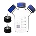 DONLAB MBA-5001 Borosilicate Glass 500ml 3-Neck Round Reagent Bottle Media Bottle Jar with Two SUS 316 S-1-Through Cap GL45