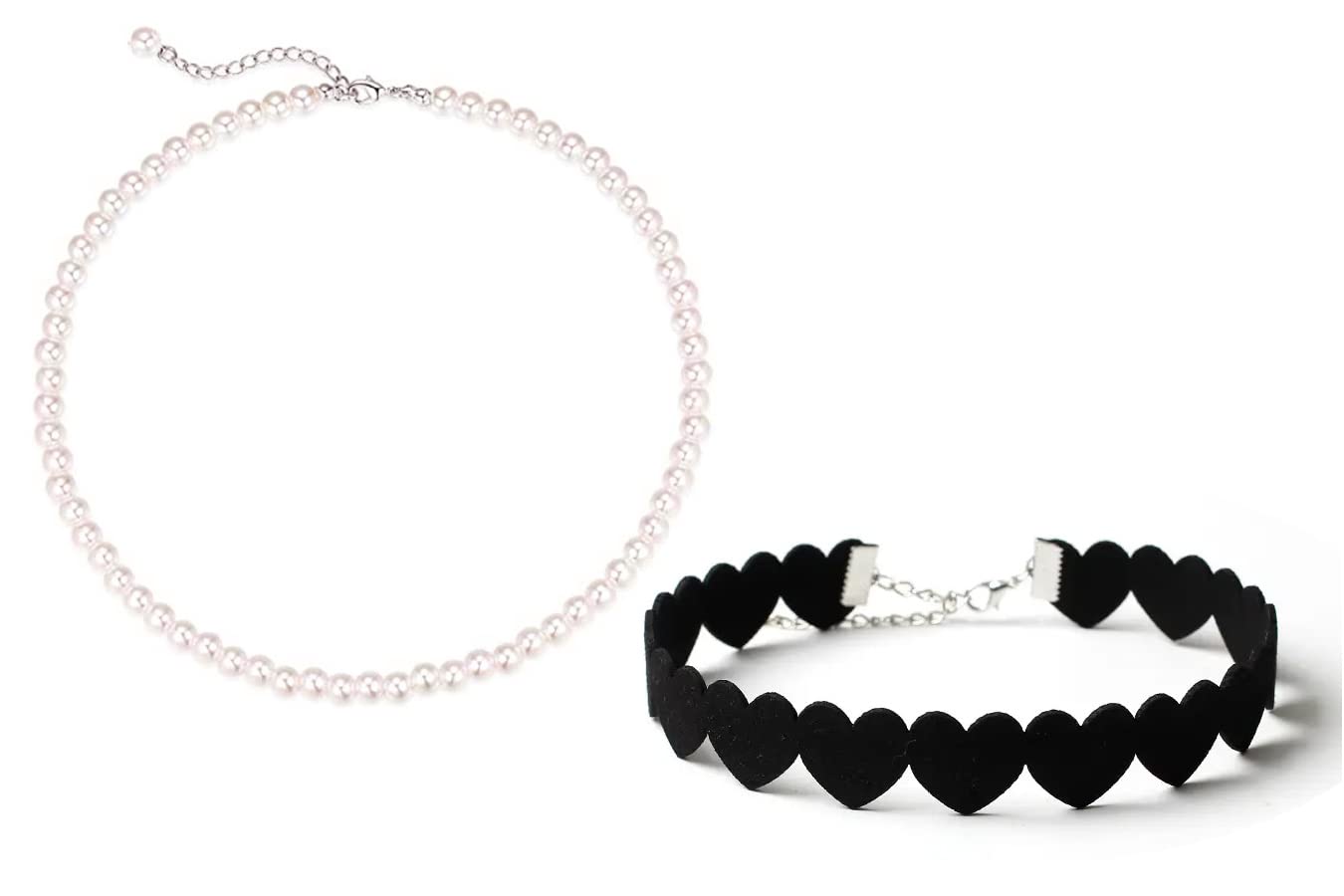 GIRISA pearl choker with black heart shape choker combo for girls (B0BZQHV5WV) Amazon Price History, Amazon Price Tracker