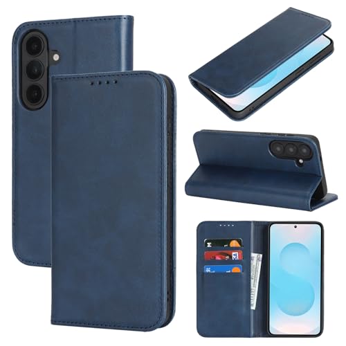 Étui portefeuille Samsung S26 Plus bleu marine en similicuir avec support