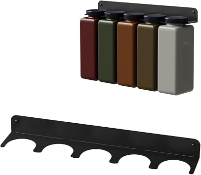 Koova Heavy Duty Wall Mounted Spice Jar Holder - 7.5oz Capacity, Easy Installation, Made in USA, Perfect for Kitchen and Grill Organization