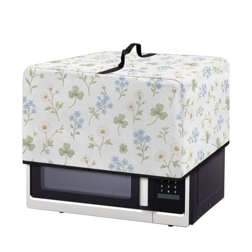 Image of Microwave Oven Dust Cover, Stain-Resistant Kitchen Electrical Appliance Cover for Home Decorations, L, 20.9 x 15.7 x 12.4 Inches, Daisy Flower Blue White