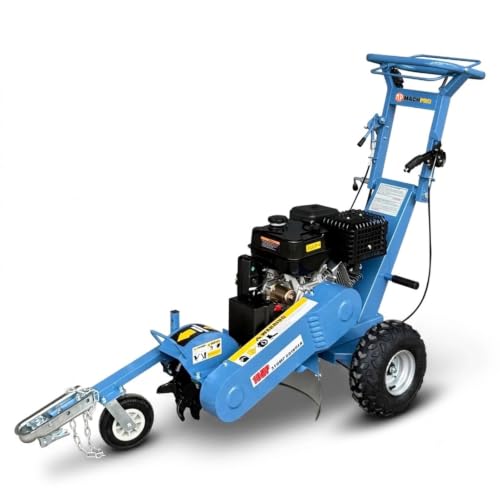 MachPro 15HP Commercial Stump Grinder - 420cc Gas Powered Tree Stump Remover with Electric Start 12 Cutting Wheel 9 Tungsten Teeth Tow Bar & Disc Brake for Landscaping Forestry (Blue)