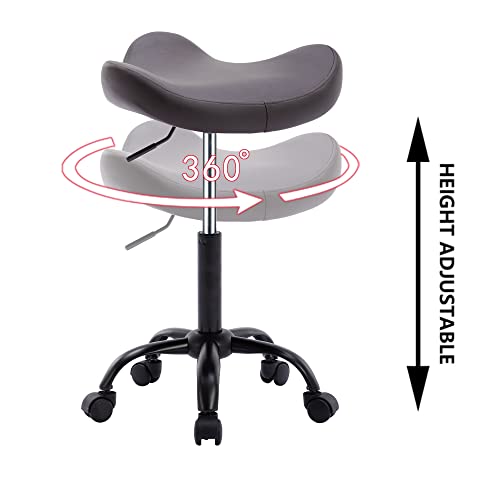 Bfz Rolling Stool With Wheels,Pu Leather Shop Stool Chair,Spa Salon Stools,Ergonomic Swivel Height Adjustable For Clinic Dentist Beauty Salon Tattoo Home Office(Brown) #TOP4