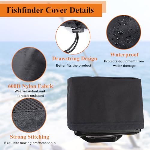 Image of Fishfinder Cover 3-10in,Depth Finder Oxford Fabric Waterproof Protection Accessories,for Hummingbird Lowrance Models,Protects Your Screen and Device from Sun Adverse Weather Damage Fishing