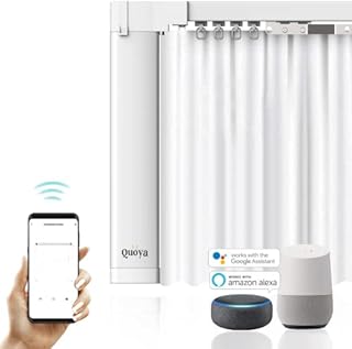 Quoya Smart Curtain Track AX200(Length: 1.6m to 2.65m) Extendable rail with electric Motor- App, Voice, Remote Control (compatible with Alexa, Google, Siri)