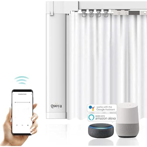 Quoya Smart Curtain Track AX200(Length: 1.6m to 2.65m) Extendable rail with electric Motor- App, Voice, Remote Control (compatible with Alexa, Google, Siri) Cover