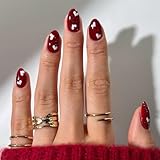 Dermalyx 24 Piezas Uñas Postizas Presionables Ojo De Gato Para San Valentín, Uñas En Forma De Almendra Rojas Con Diseño De Corazón, Puntas Artificiales Para Pegar, Uñas F