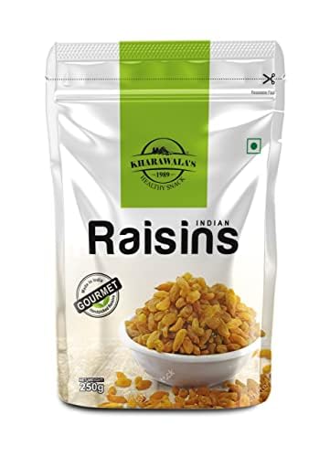 Image of KHARAWALA'S Premium Dried Indian Raisins - 250gm | Dry Fruits- Indian Kishmish | Rich In Nutiritons