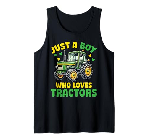 Solo un chico que ama los tractores lindos camiones tractores agrícolas Camiseta sin Mangas