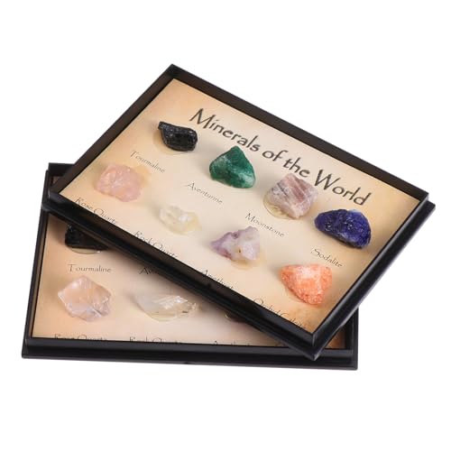 Abaodam Natural Gemstones Teaching Samples 2 Boxes of Geology Mineral Specimens Decorative Crystal Ornaments for Christmas