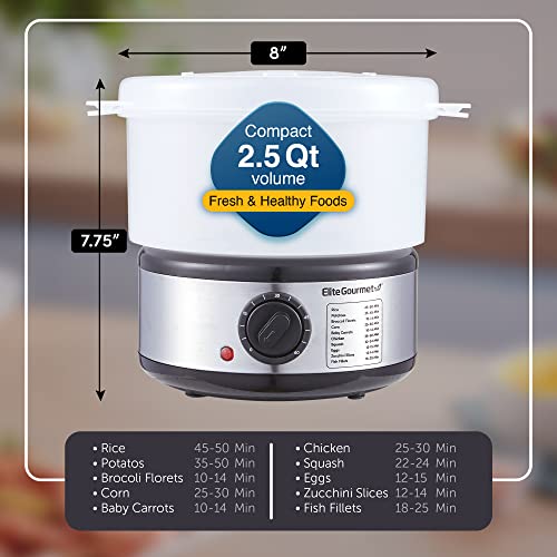 Elite Gourmet EST250 2.5 Quart Electric Compact Mini Food Vegetable Steamer thumb #5