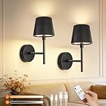 Ketom Rechargeable Wall Lights Set of 2, Battery Operated Wall Lights Black with Remote, 3 Color Temperature & Dimmable, Timer Function, Wireless Sconces for Hallway Bedroom Living Room Night Light