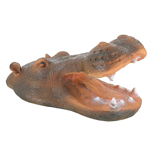 Happyyami Statua Ippopotamo Testa Galleggiante in Resina Per Giardino e Decorazione Animale Realistica Ornamento Vividamente e Leggero Per Spazi Esterni
