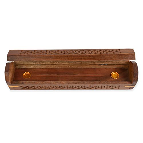 2 Pack - Incense Stick Holder - Coffin Style - Wood Incense Stick Burner - Handcarved (Natural) #TOP3