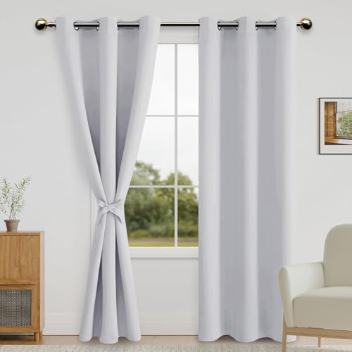 DWCN Curtains for Living Room, Greyish White, W 38 x L 84, Set of 2 Panels