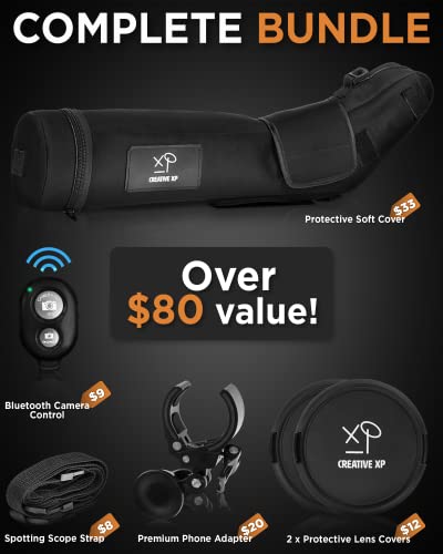 Creative Xp Spotting Scopes Hd 20-60X60Mm Zoom With Fmc Lens, 45 Degree Angled Eyepiece, Fogproof Spotting Scope With Tripod, Compact With Phone Adapter For Birding Watching #TOP6