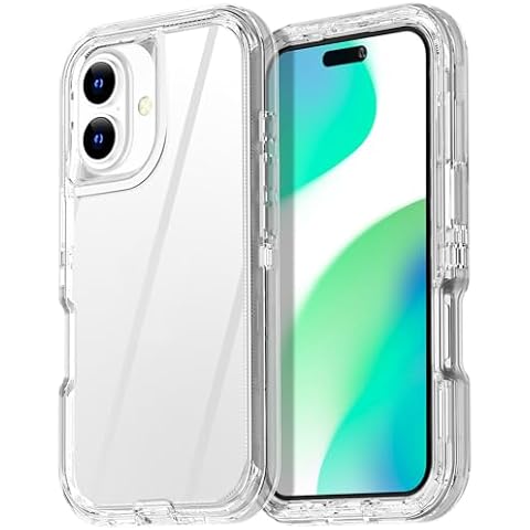 AICase for iPhone 16 Case Clear,Heavy Duty Durable 3-Layer [Not Yellowing][Military Grade Drop Protection] Shockproof/DropProof Protective Cover for iPhone 16 6.1" 5G Cover