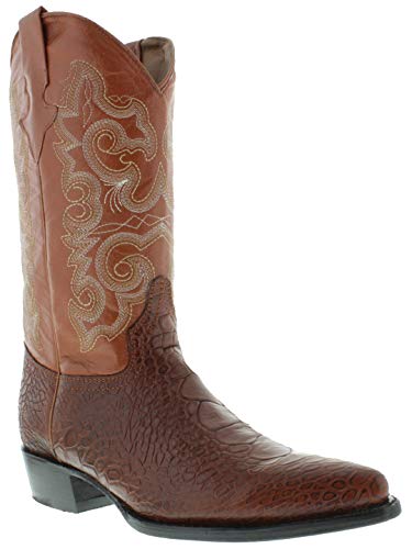 Texas Legacy Mens Cognac Western Leather Cowboy Boots Turtle Design Print J Toe