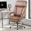 CLATINA Ergonomic Big and Tall Executive Office Chair with Upholstered Swivel 800lbs High Capacity Adjustable Height Thick Padding Headrest and Armrest for Home Office Beige