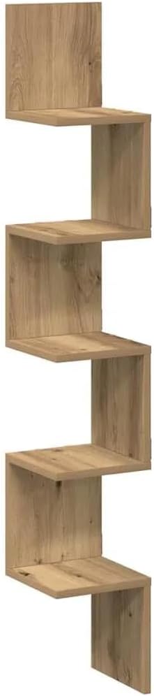 Zig Zag Köşe Duvar Rafı/Kitaplık Atlantik Çam 20x20x130 Modern Minimalist Köşe Rafı