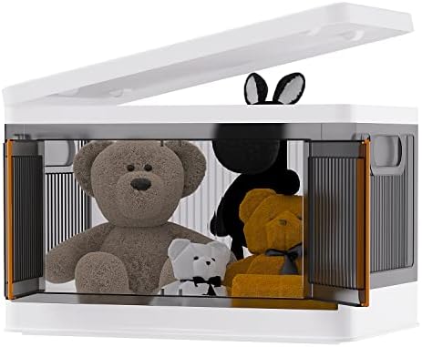 Ansbell 34 Qt Large Storage Bins with Lids - Collapsible Storage Bins, Lidded Home Storage Bins for Organizer, Double Door Folding Storage Box, Stackable Toy Storage Bins, Containers for Organizing