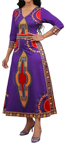 Image of VisiChenup African Print Dress for Women Casual Midi Dress