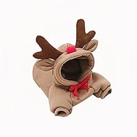 Vista 7 de Ropa cálida de invierno para perro, lindo abrigo de frutas con capucha de forro polar para perros y mascotas, chaqueta de disfraz para bulldog Verde