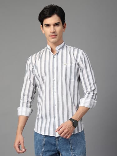 Image of Majestic Man Men's Pure Cotton Mandarin Collar Slim Fit Casual Shirt